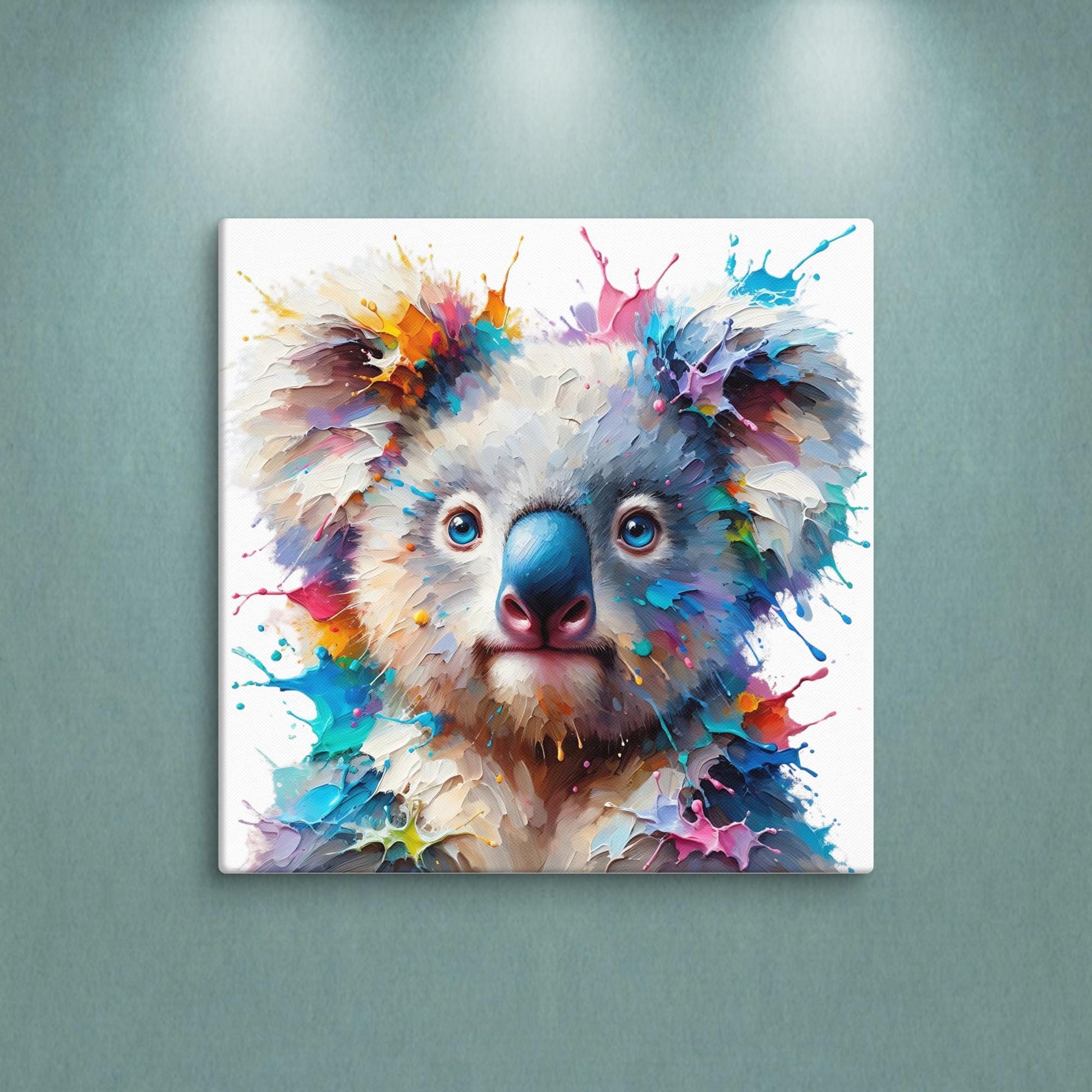 Koala Bear Splash colorful canvas wall art print of an oil / acrylic painting Animal Splash