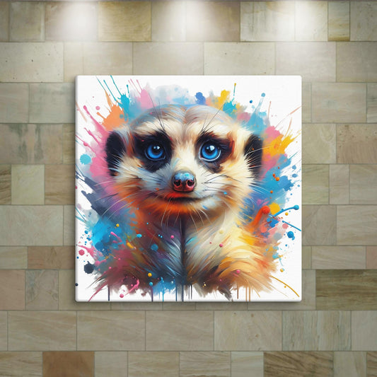 Meerkat Splash colorful canvas wall art print of an oil / acrylic painting Animal Splash